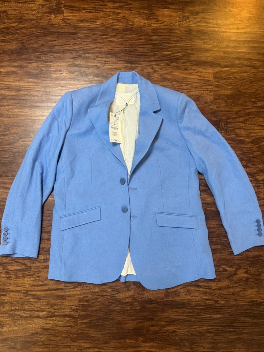 Zara NWT Light Blue Linen Blend Women’s Blazer
